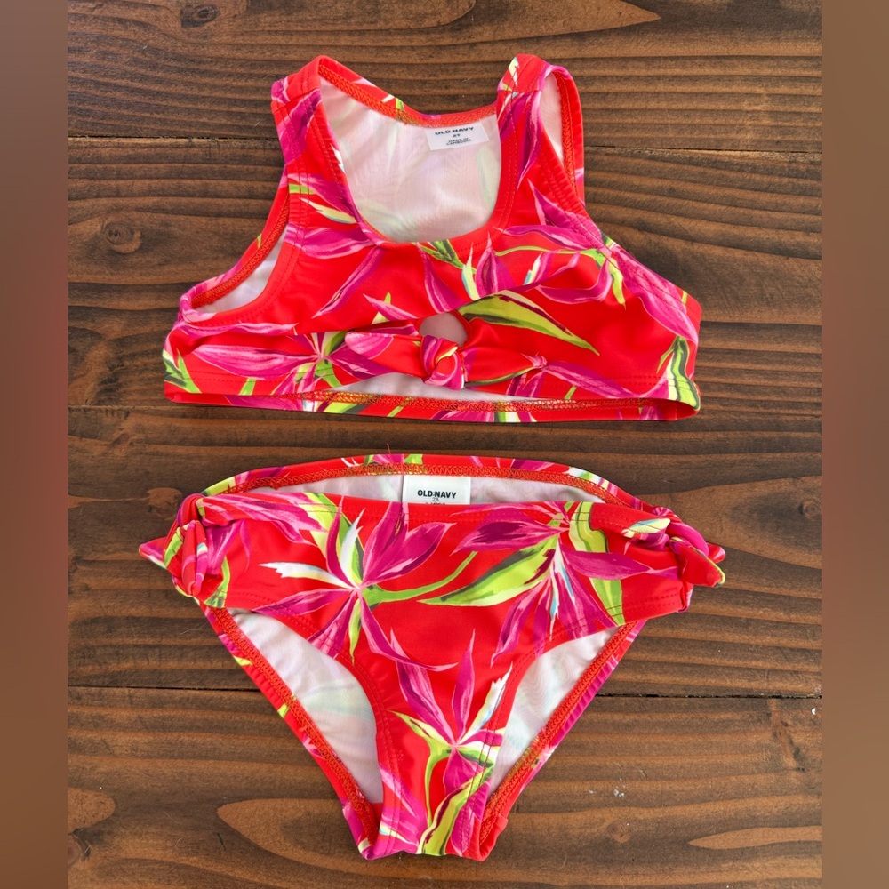 Old Navy Kids' Tropical Red and Green Bikini